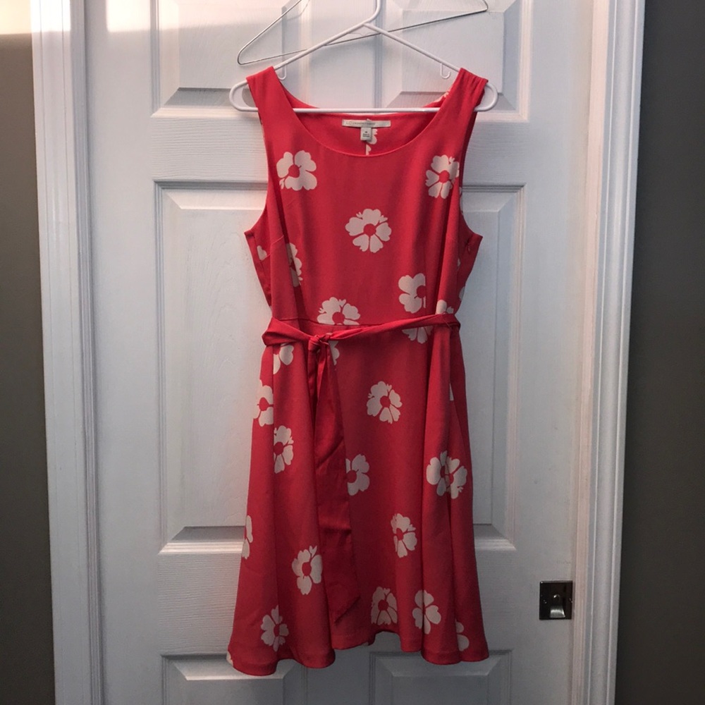 Coral dress with removable belt